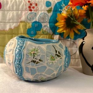 small vintage mosaic egg planter from stats pasadena / pretty floral tiles